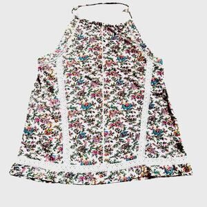 Lucky Brand Floral Halter Top Small Boho Cottagecore Summer Blouse